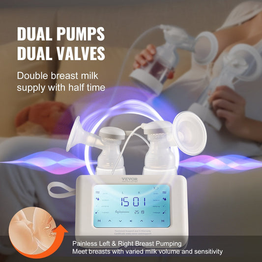 Breast Pump, Single Double Adjustable Electric Breast Pumps, 4 Modes Reciprocating Piston Pumps, 4000mAH Anti-Backflow BreastfeedingPump With 300mmHg High Suction, 8936750874844-1