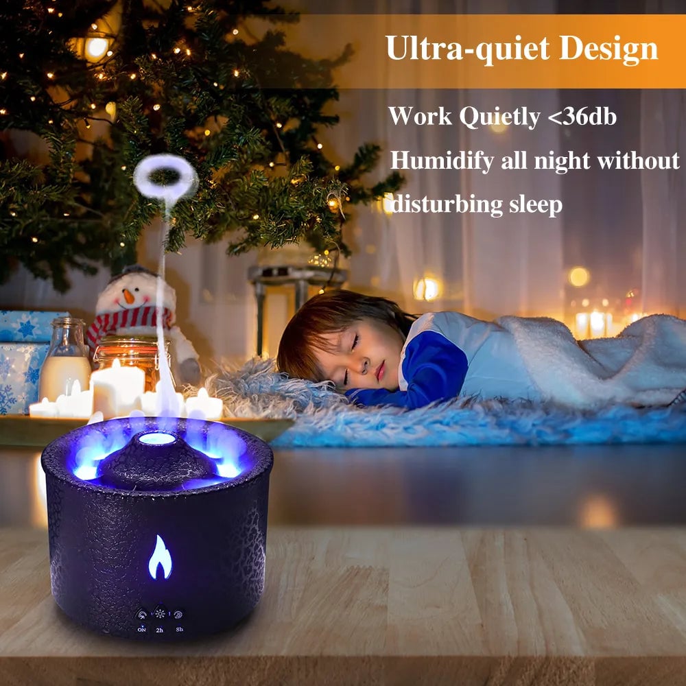 Ultrasonic Volcano Effect Humidifier Aromatherapy Diffuser With Adjustable Mist Timer 9450929946926-1