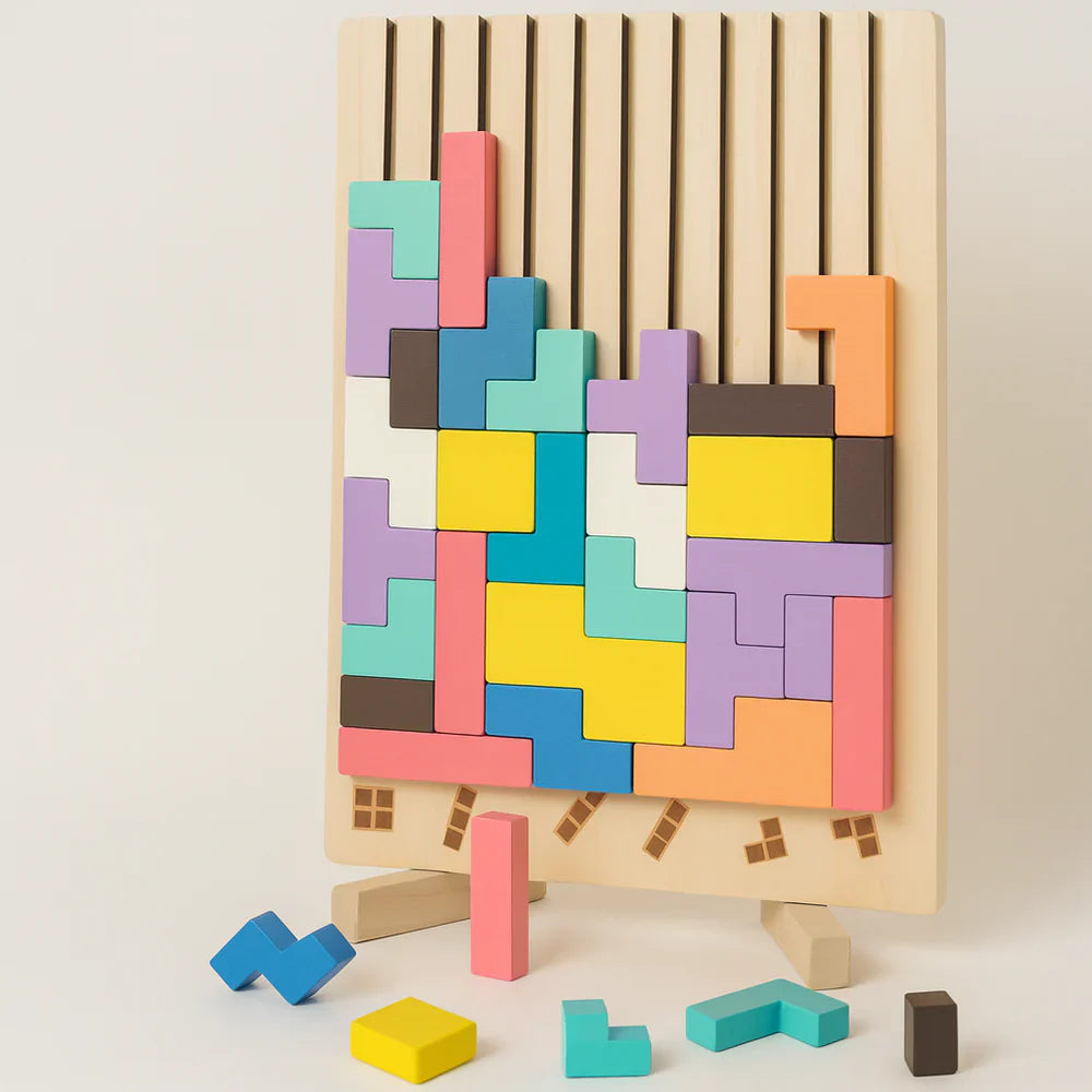 Wooden Tetris Puzzle Toy for Creative Thinking and Shape Recognition 9016362402126-1