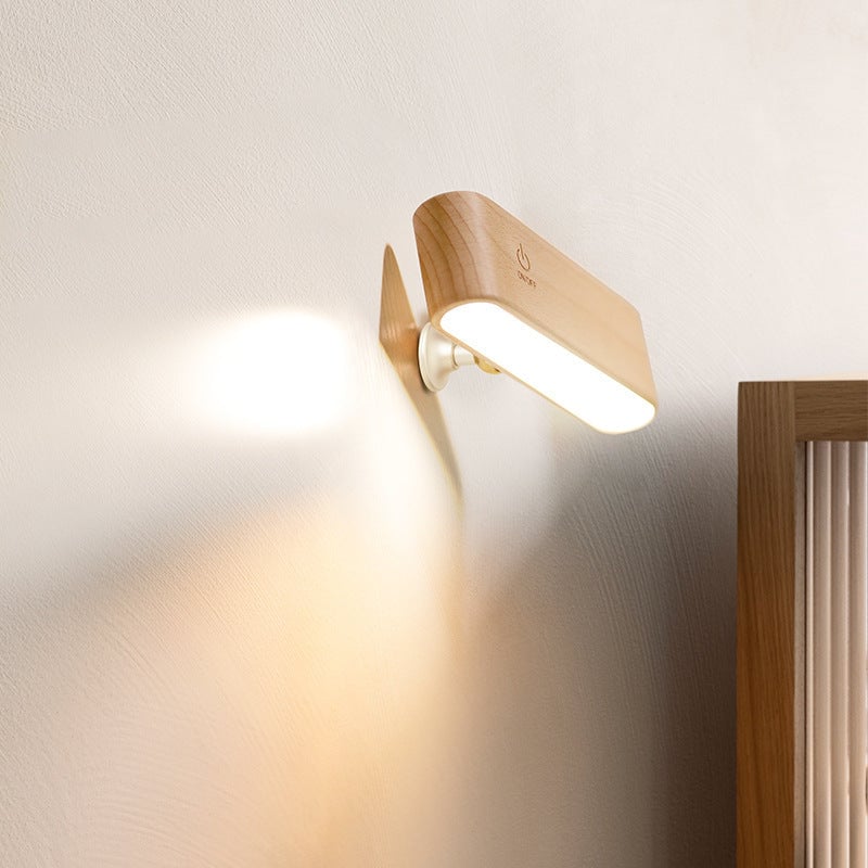 360-Degree Rotating Solid Wood Magnetic Charging Desk Lamp, No Drilling Required, Detachable 9518219231534-1