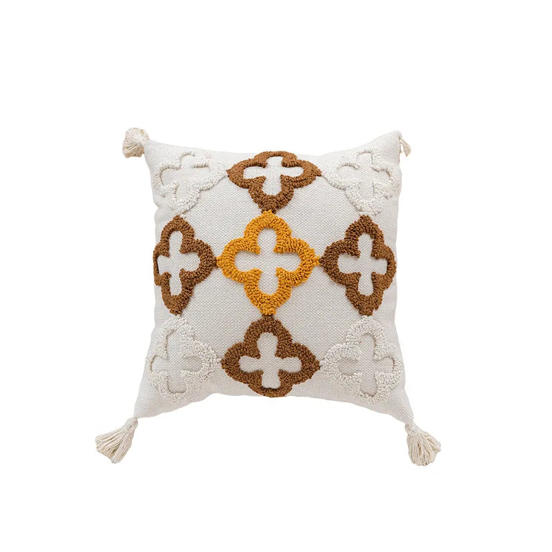 Nordic Retro Tufted Cushion Cover – 45X45Cm Yellow Brown Decorative Pillow 14815608406342-1