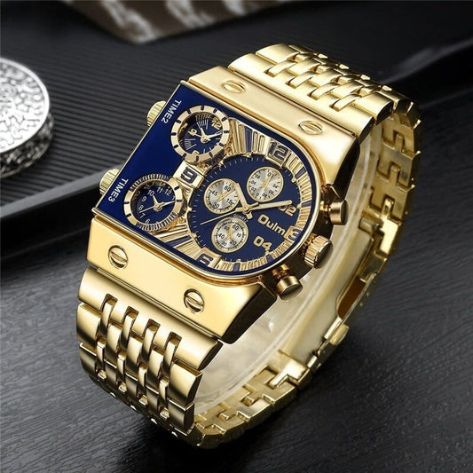 Men Fashion Analog Watch Stainless Steel Strap Large Dial 8512796623150-1