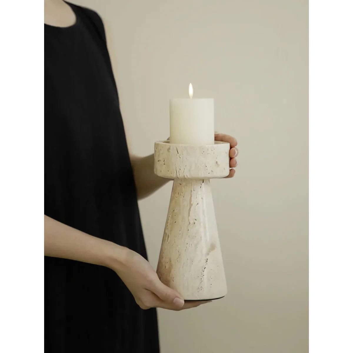 Minimalist Travertine Marble Candle Holder For Elegant Decor 14815615582534-1