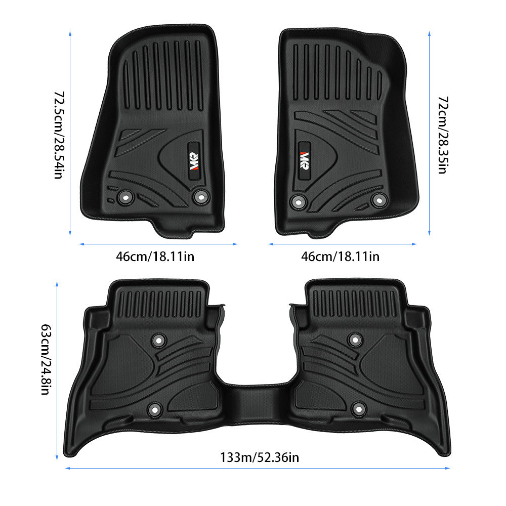 MKR Non-Slip Durable TPE ECO Car Floor Mat Compatible With Jeep Wrangler JL 4xe Not For 2 Door 3 PCS 8995462480092-1