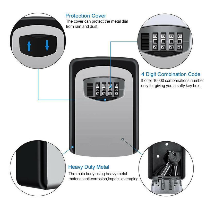 Wall Mounted Key Lock Box With 4 Digit Combination Code 6852112187492-1