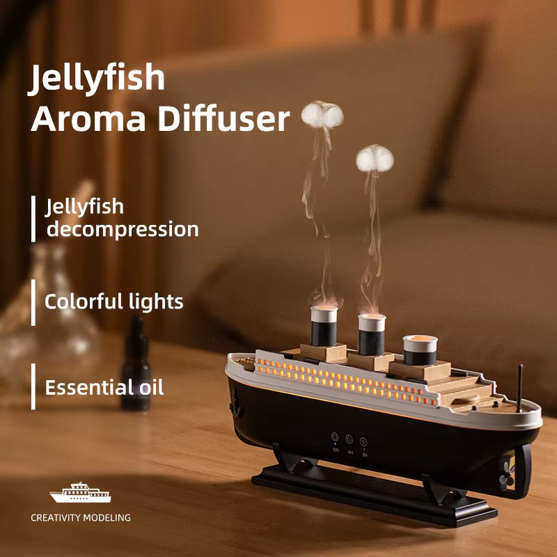 Boat Humidifier Jellyfish Mist Dual Modes Ambient Lights Timer 8591612084381-1