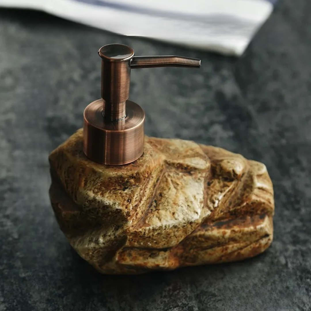 Volcanic Stone Soap Dispenser With Matte Bronze Pump 11647634407692-1