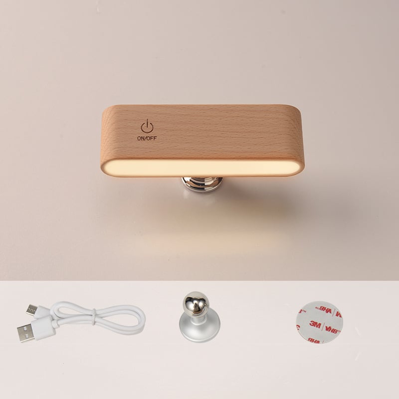 360-Degree Rotating Solid Wood Magnetic Charging Desk Lamp, No Drilling Required, Detachable 9518219231534-1