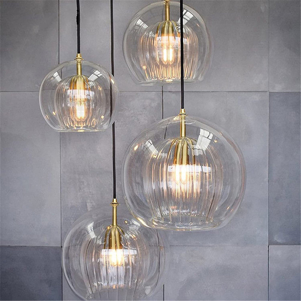 Globe Design Glass Pendant Light – Clear and Amber 10179743744339-1