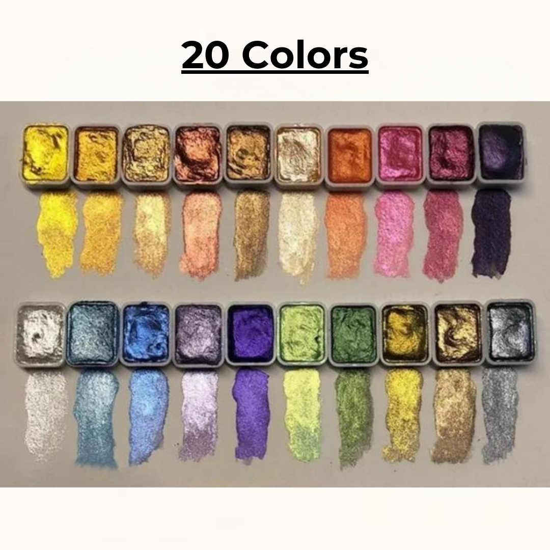 Shimmering Watercolor Palette Delivers Vibrant Metallic Tones For Artistic Projects 14952677605702-1