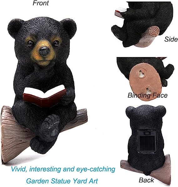 Solar Bear Reading Statue Light 9617860493614-1