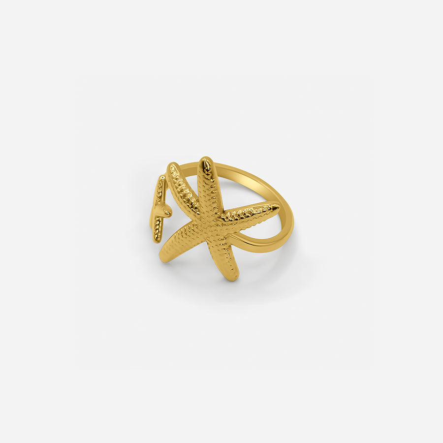 Golden Starfish Ring Adding Coastal Elegance and Ocean-Inspired Charm 15044018143558-1