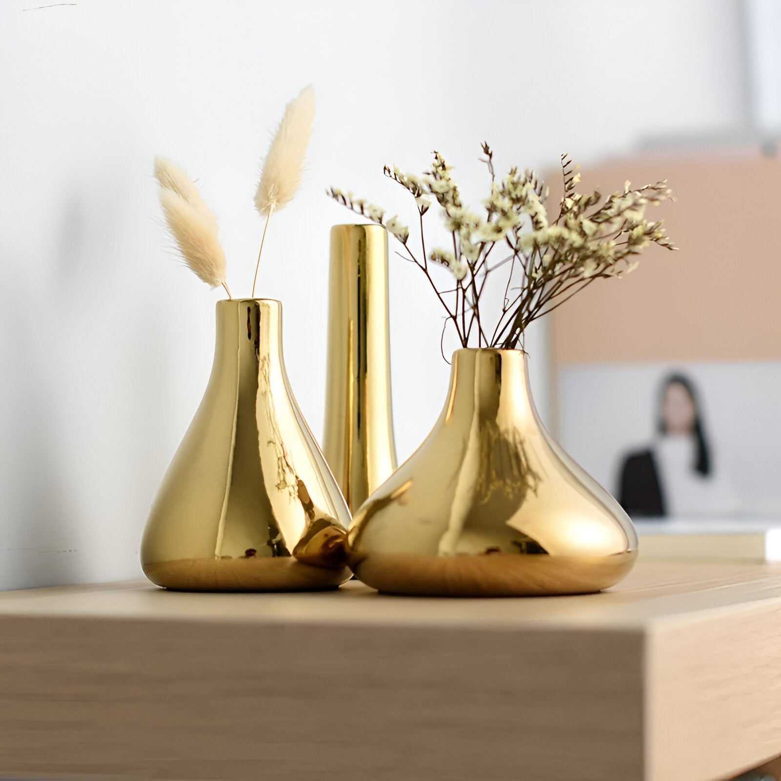 Nordic Style Gold Ceramic Vase – Elegant Dry Flower And Water Plant Display 14815657034054-1