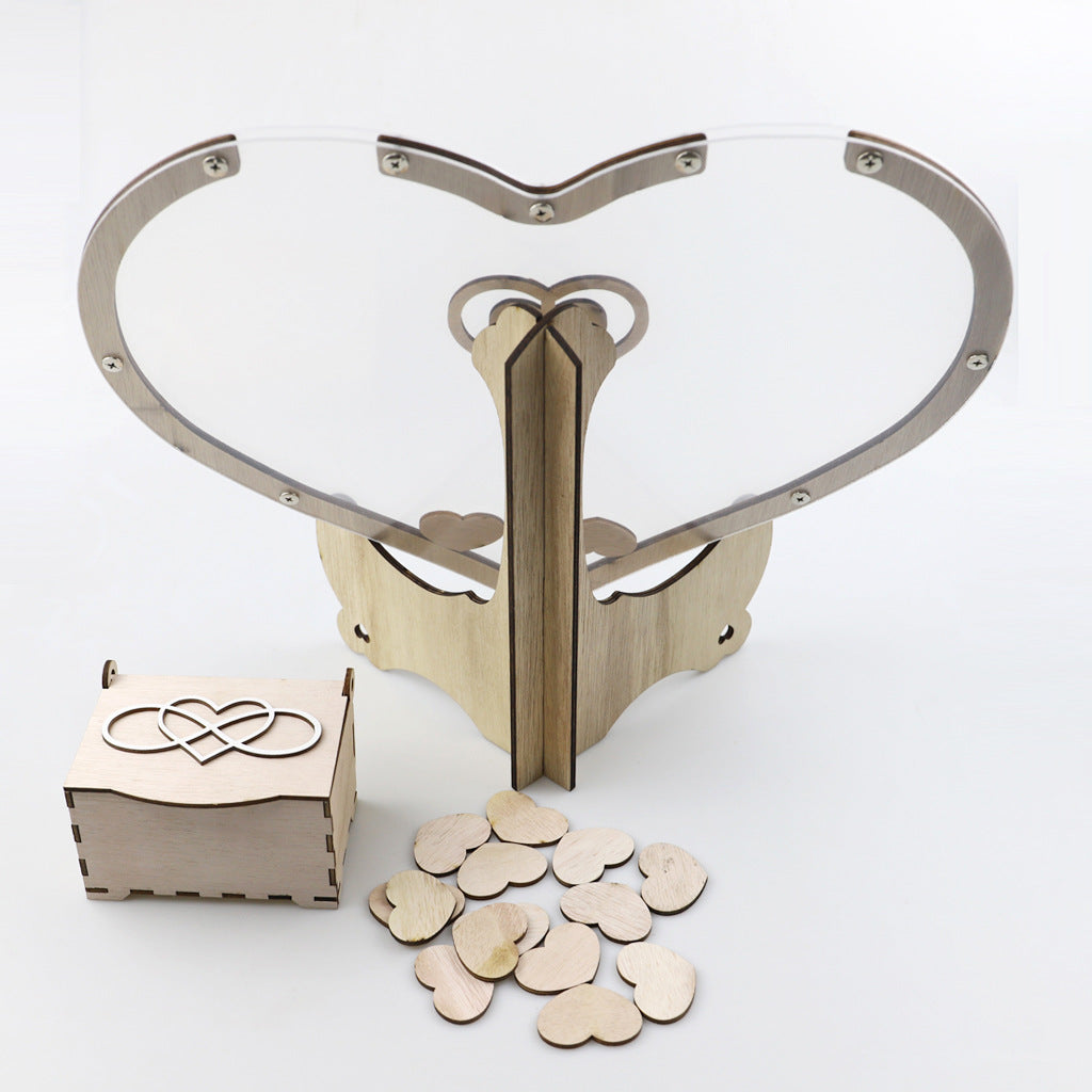 Wooden Heart Guest Book Wedding Frame Keepsake Memory Decoration 14952053539142-1