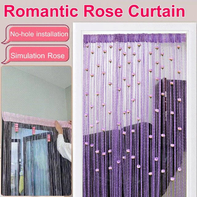 Romantic Rose Sheer Curtains No-Drill Installation Privacy Elegant Home Decor 14981445976390-1