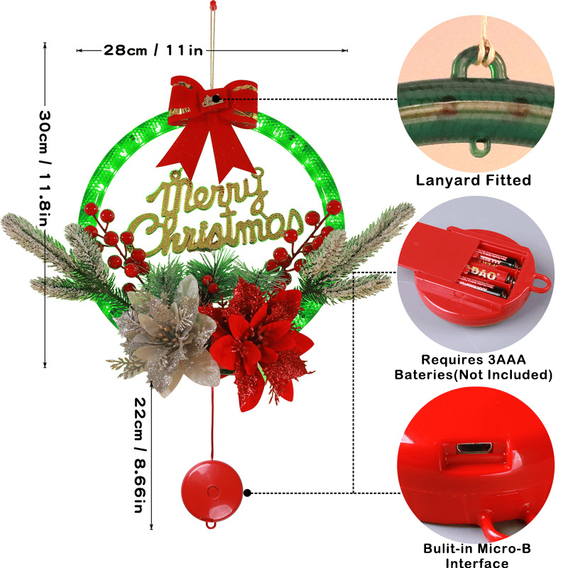 Wreath Decorations With LED Lights 9525965553966-1