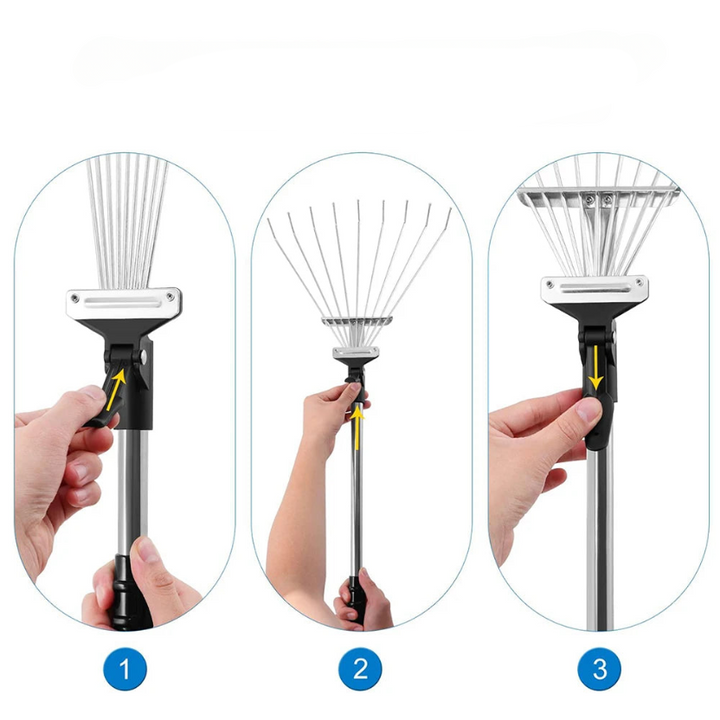 Adjustable Leaf Rake for Effortless Yard Cleanup and Garden Care 15074995667270-1