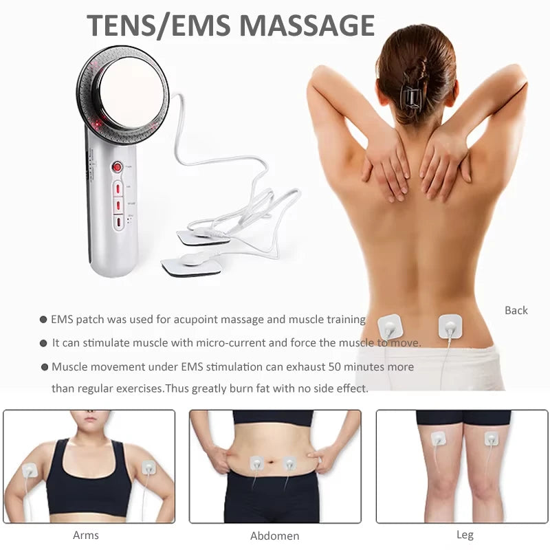 3-in-1 Ultrasonic EMS Fat Burner Face & Body Massager