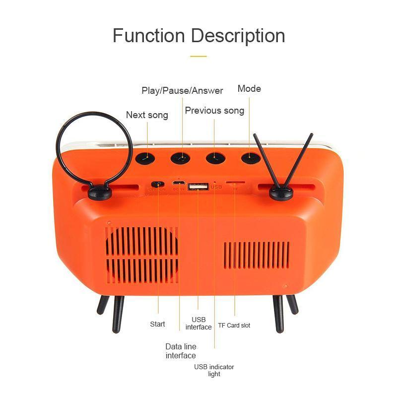 Retro TV Bluetooth Speaker+ Mobile Phone Holder 6851982065764-1