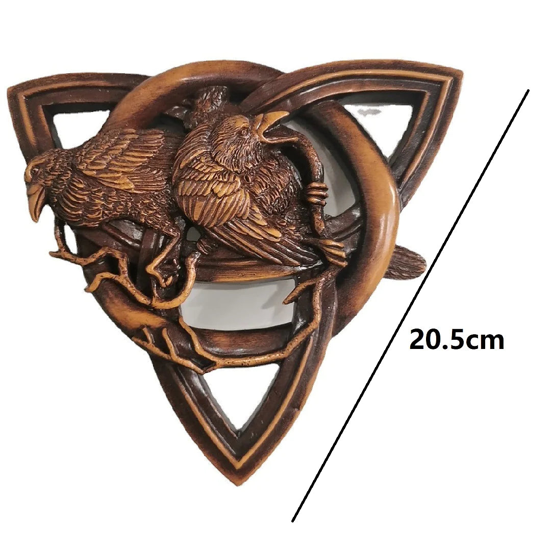 Nordic Runic Wood Wall Raven Decor Norse Mythology Plaque 8496127181102-1