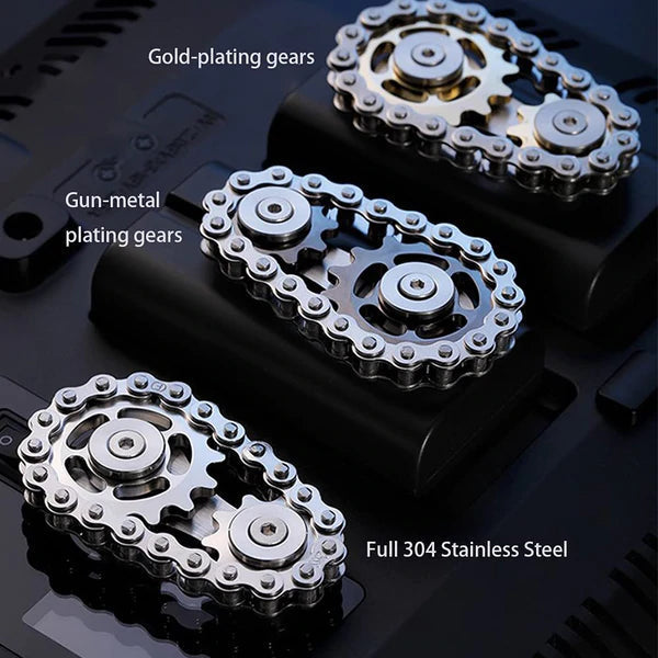Stainless Steel Bicycle Chain Gear Fidget Spinner Anxiety Focus Desk Gadget 8545354744110-1