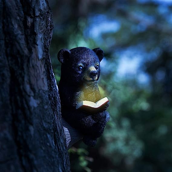 Solar Bear Reading Statue Light 9617860493614-1