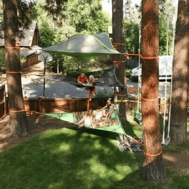 Triangular Camping Hammock Suspended Three Point Family Sleeping Platform Outdoor Aerial 8490145382702-1