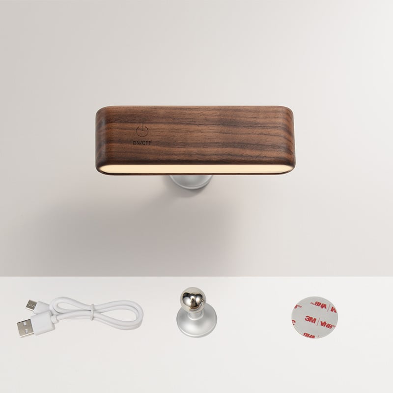 360-Degree Rotating Solid Wood Magnetic Charging Desk Lamp, No Drilling Required, Detachable 9518219231534-1