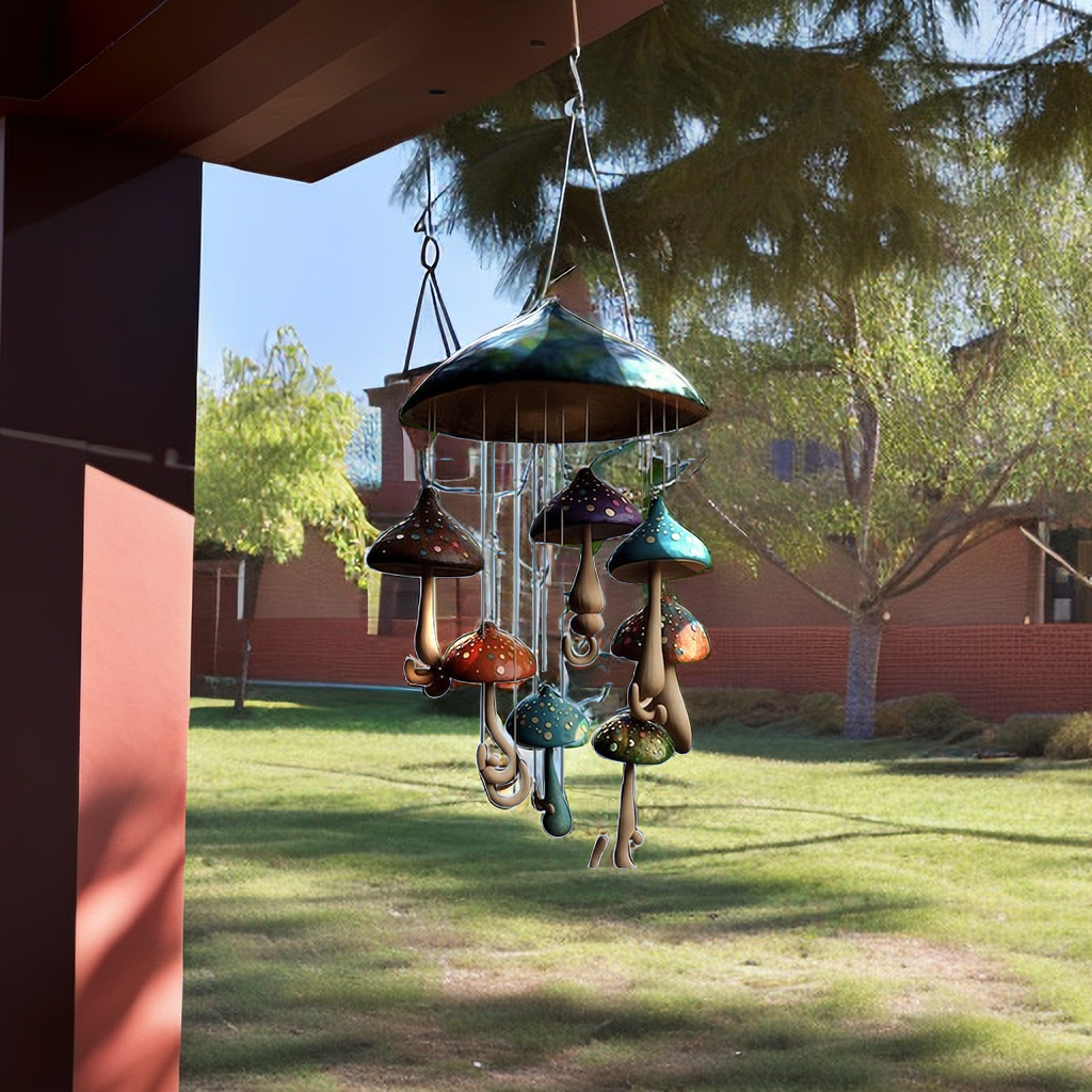 Metal Mushroom Campanula Wind Chime Art For Home Garden 9827326624046-1