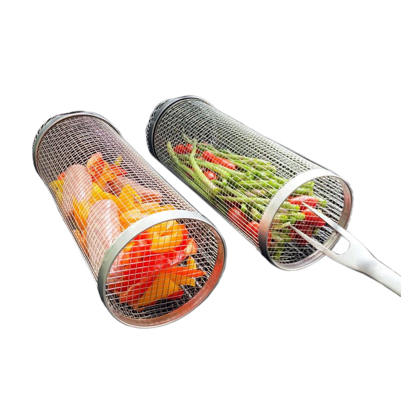 Stainless Steel Rotating Grill Basket Rotisserie With Movable Door Vegetables 8545333969198-1