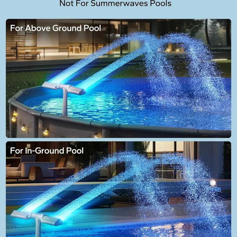 Solar Pool Fountain with Lights Dual Arc - Above/Inground Pool Fountain Lights with Remote Control 10019064086809-1