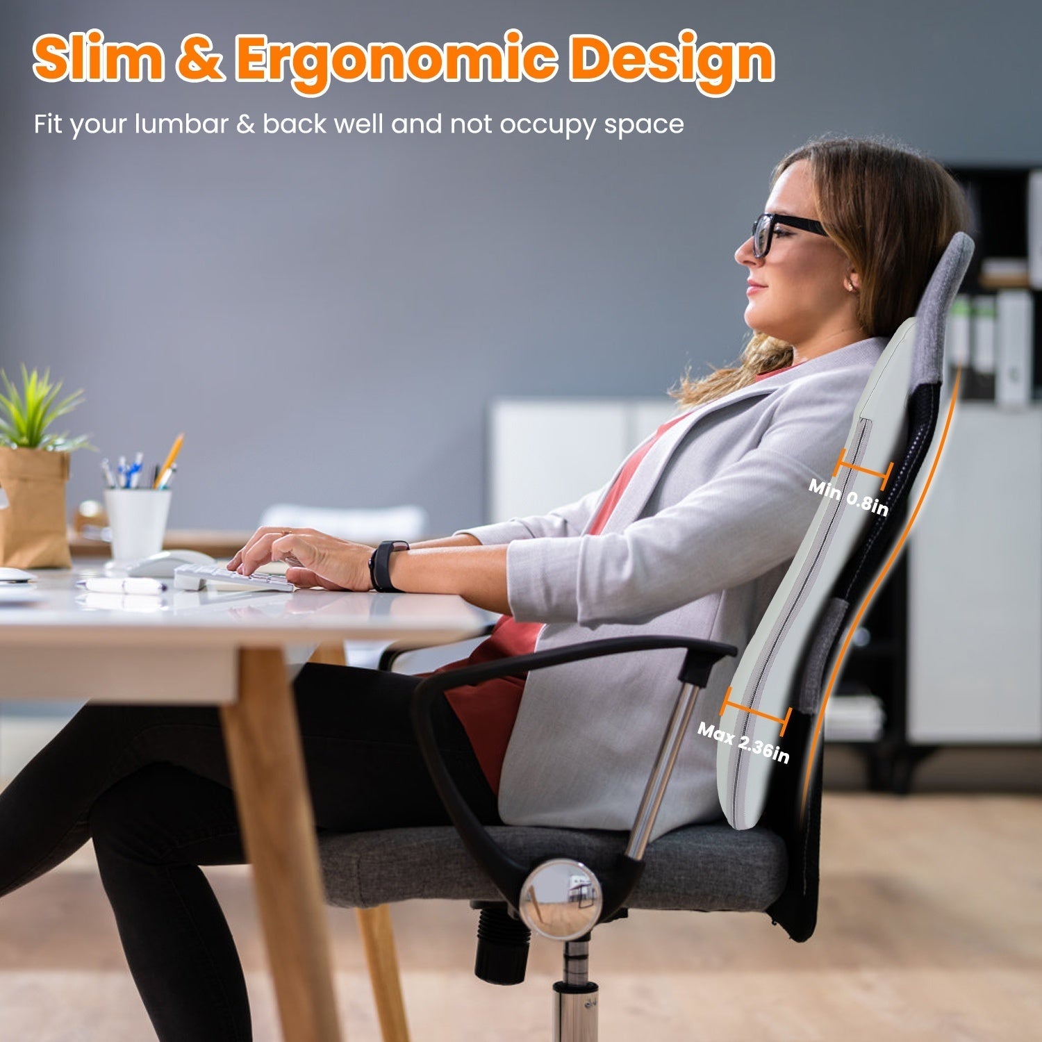 1 Set  Shiatsu Back Massager 3D Deep Tissue Kneading Massage Pillow Cordless USB Rechargeable With 3 Massaging Modes 2 Heating Levels 10Mins Auto-Off For Back Shoulder Waist Lumbar No Chair 9016324522204-1