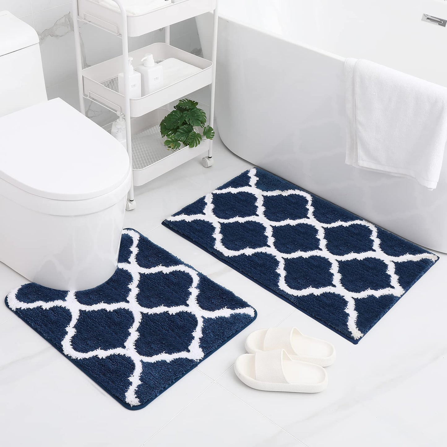Ultra Soft Shaggy Bath Mat Set – 2 Piece Non-Slip Absorbent Rugs 14815634063686-1
