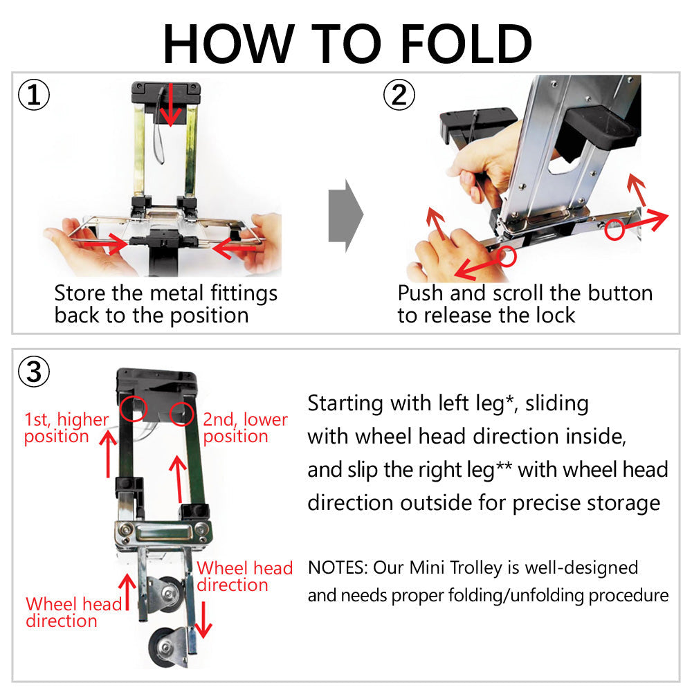Stainless Steel Folding Luggage Trolley Travel Mini Shopping Trolley with Two Wheels 8657755668761-1