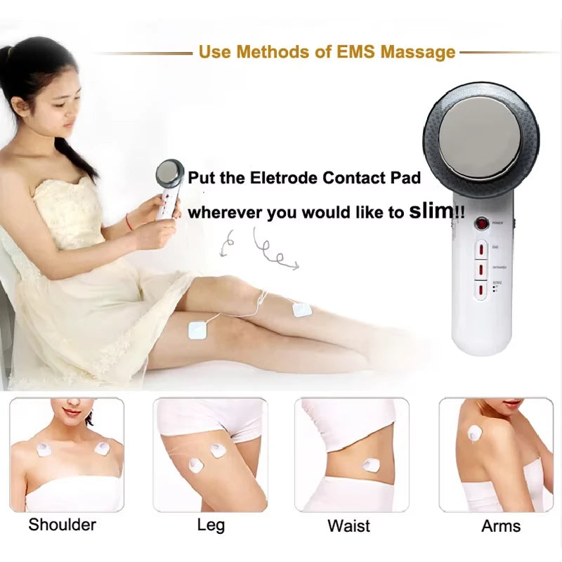 3-in-1 Ultrasonic EMS Fat Burner Face & Body Massager