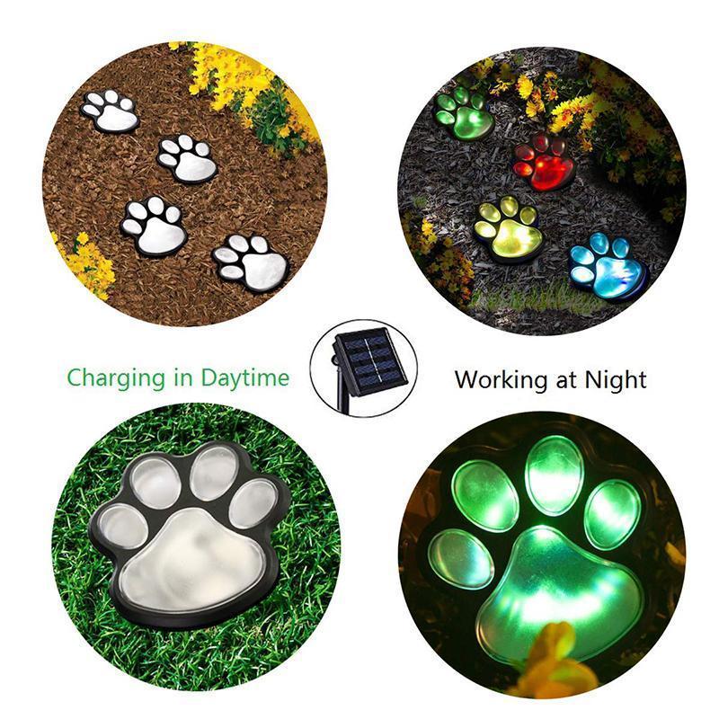 Solar-Powered Paw Print Lights Garden Lantern 6851966632036-1