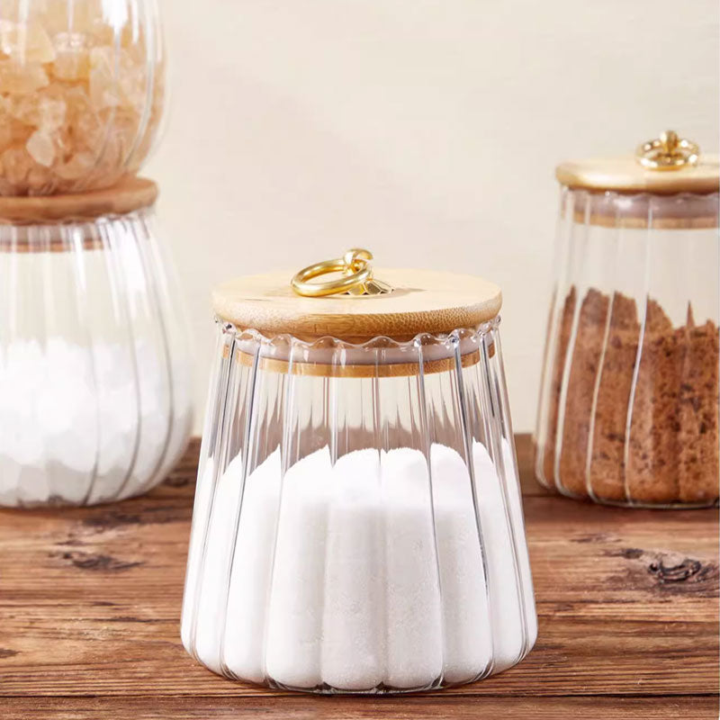 Sealed Glass Jar with Wooden Lid and Spoon for Food Storage 14998137700678-1