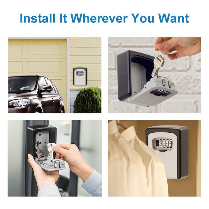 Wall Mounted Key Lock Box With 4 Digit Combination Code 6852112187492-1