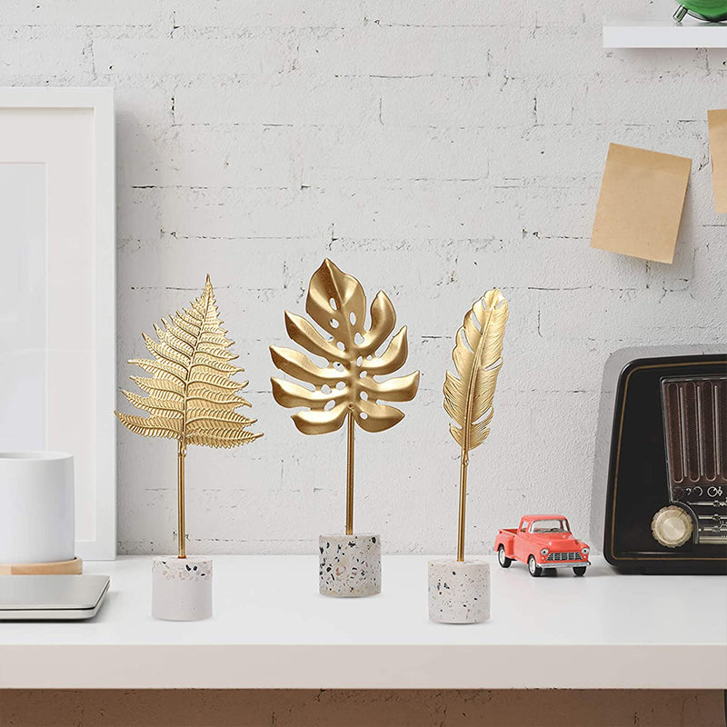 Metal Leaf Sculpture Ornament For Elegant Modern Home Table Decoration 6850551677028-1