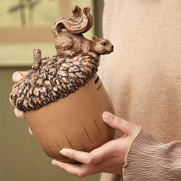 Squirrel Acorn Piggy Bank - Resin - Art And Utility - Save With Style, Cherish Every Coin 8878132822318-1