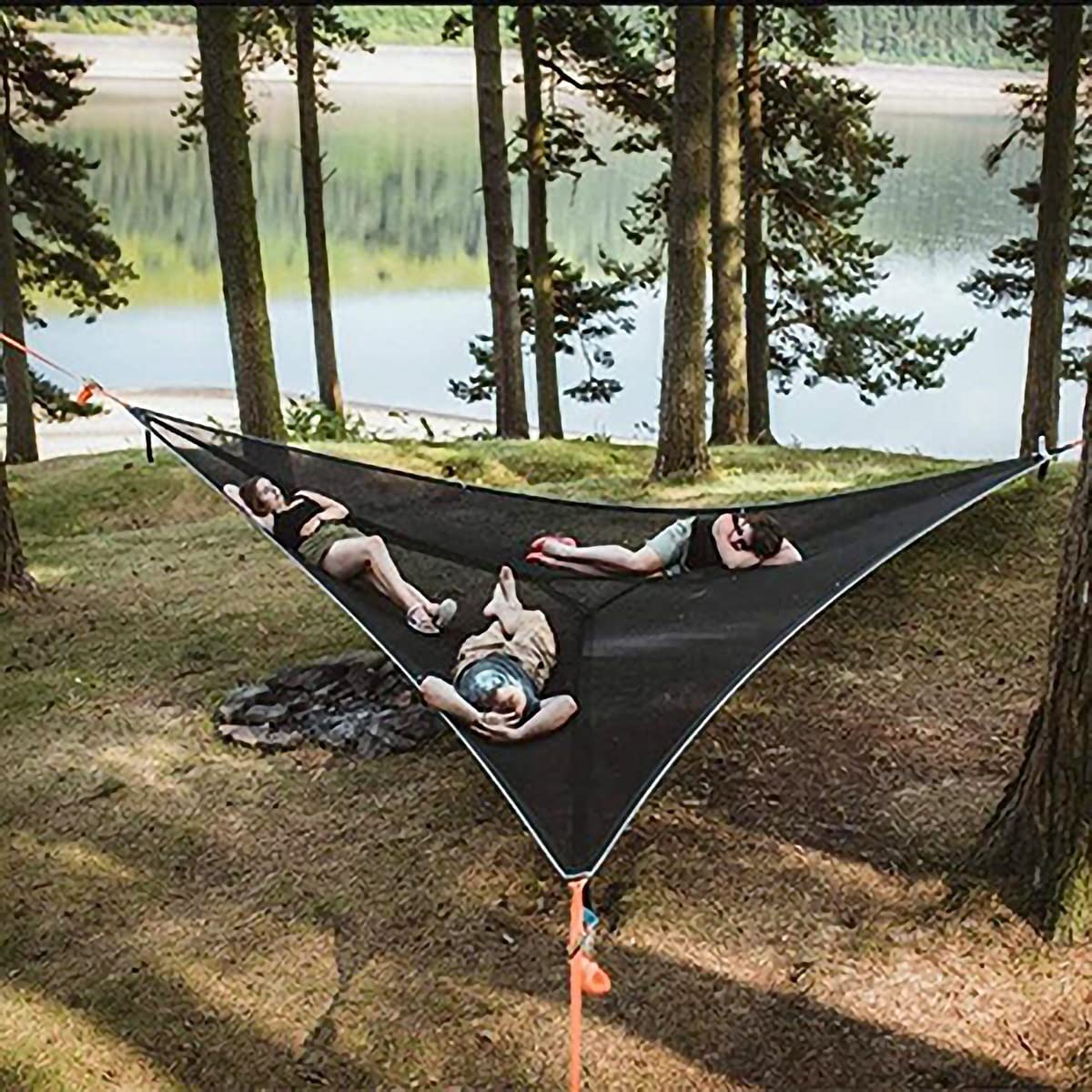 Triangular Camping Hammock Suspended Three Point Family Sleeping Platform Outdoor Aerial 8490145382702-1