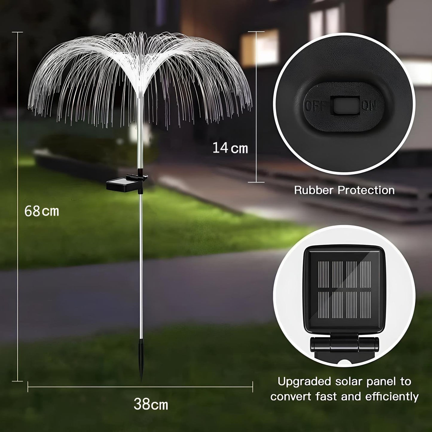 Solar Garden Lights | Jellyfish Design with Color-Changing & Warm White Modes | 75cm 15170500034886-1
