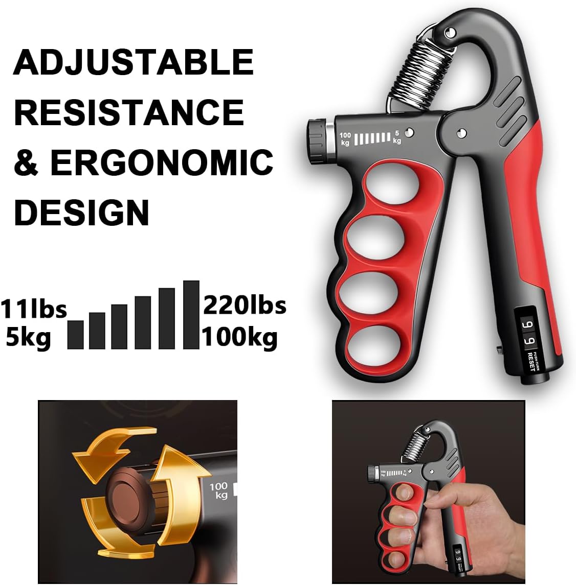Adjustable Hand Grip Strength Trainer With Counter and Strong Non Slip Handles 15153855430982-1