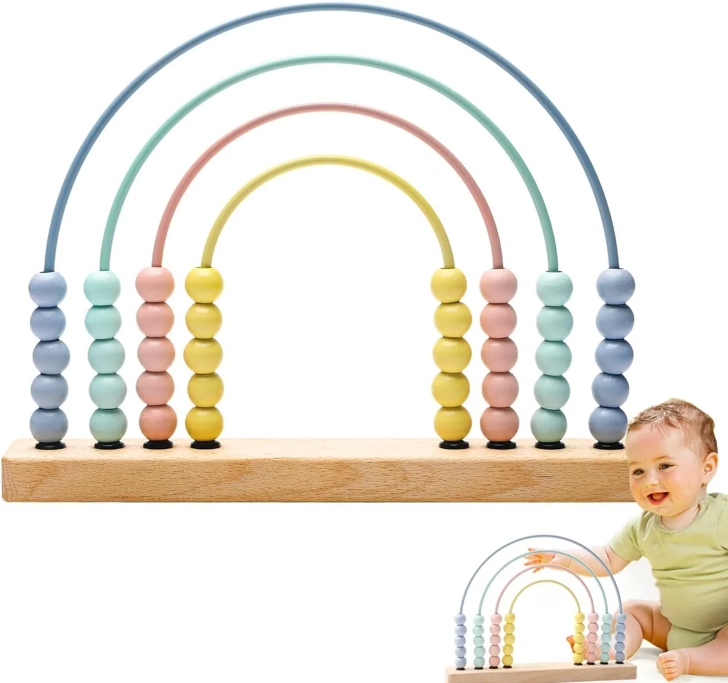 Wooden Rainbow Abacus for Early Counting and Color Learning 15121868652889-1