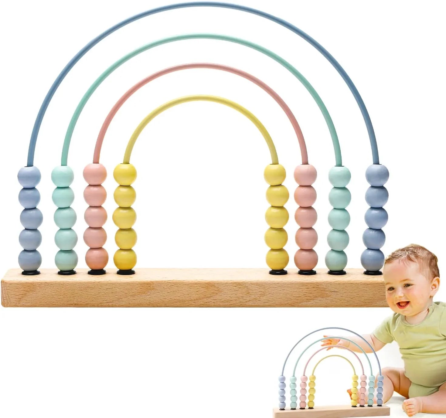 Wooden Rainbow Abacus for Early Counting and Color Learning 15121868652889-1
