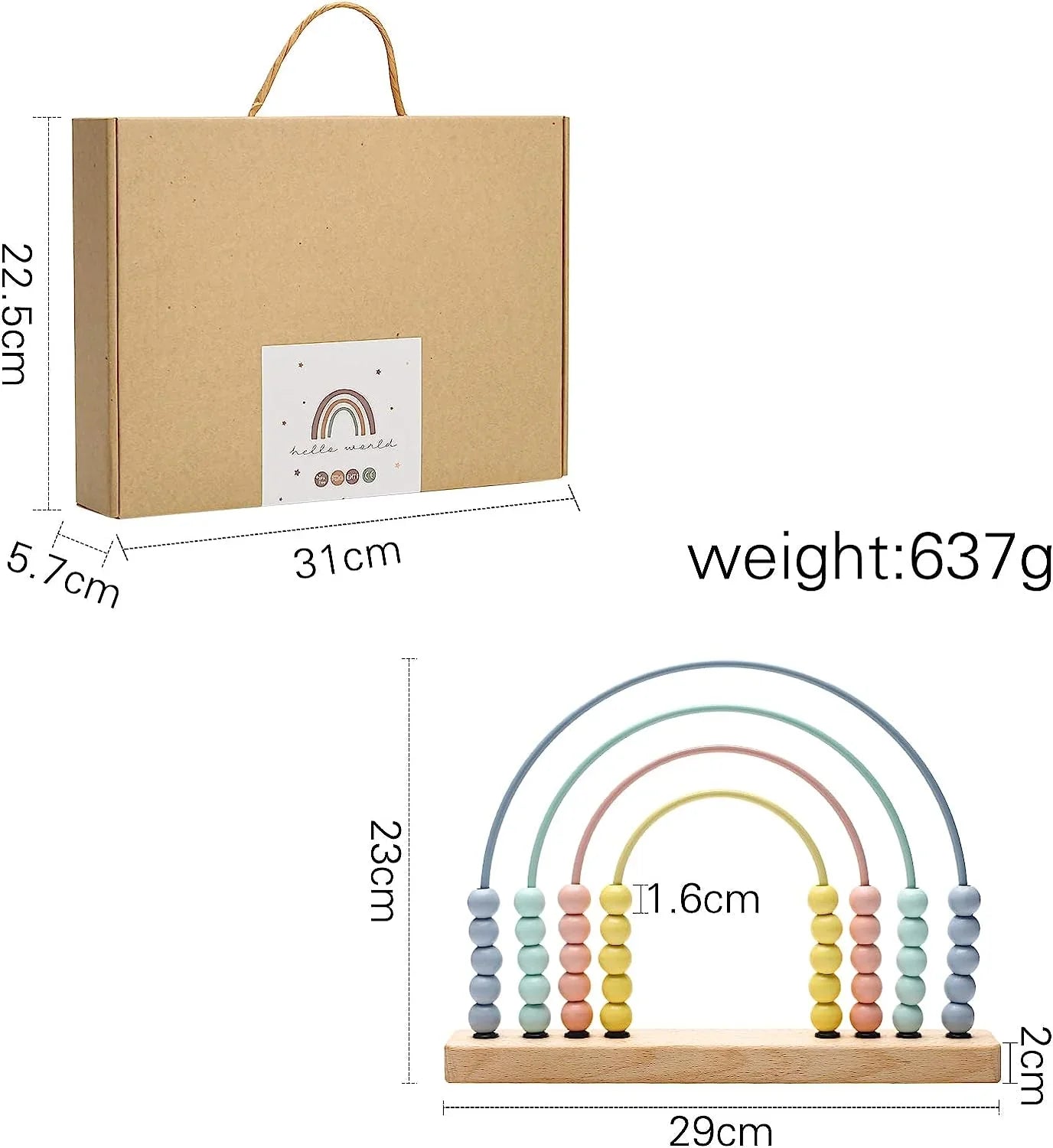 Wooden Rainbow Abacus for Early Counting and Color Learning 15121868652889-1
