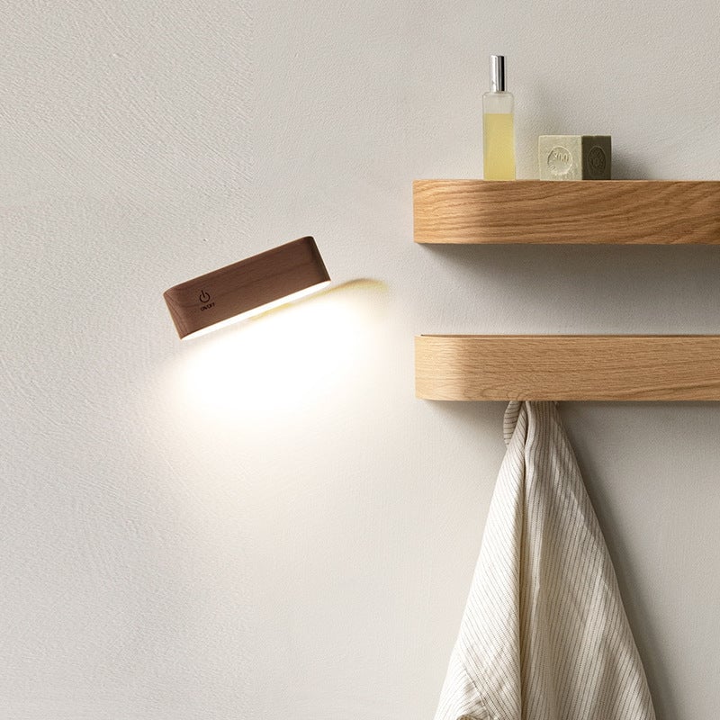 360-Degree Rotating Solid Wood Magnetic Charging Desk Lamp, No Drilling Required, Detachable 9518219231534-1