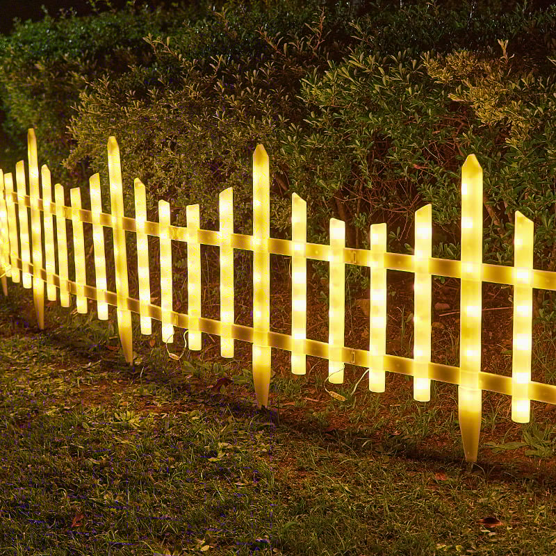 5 Pack Wave-Shaped Solar LED Lighted Garden Fence 9582323859758-1