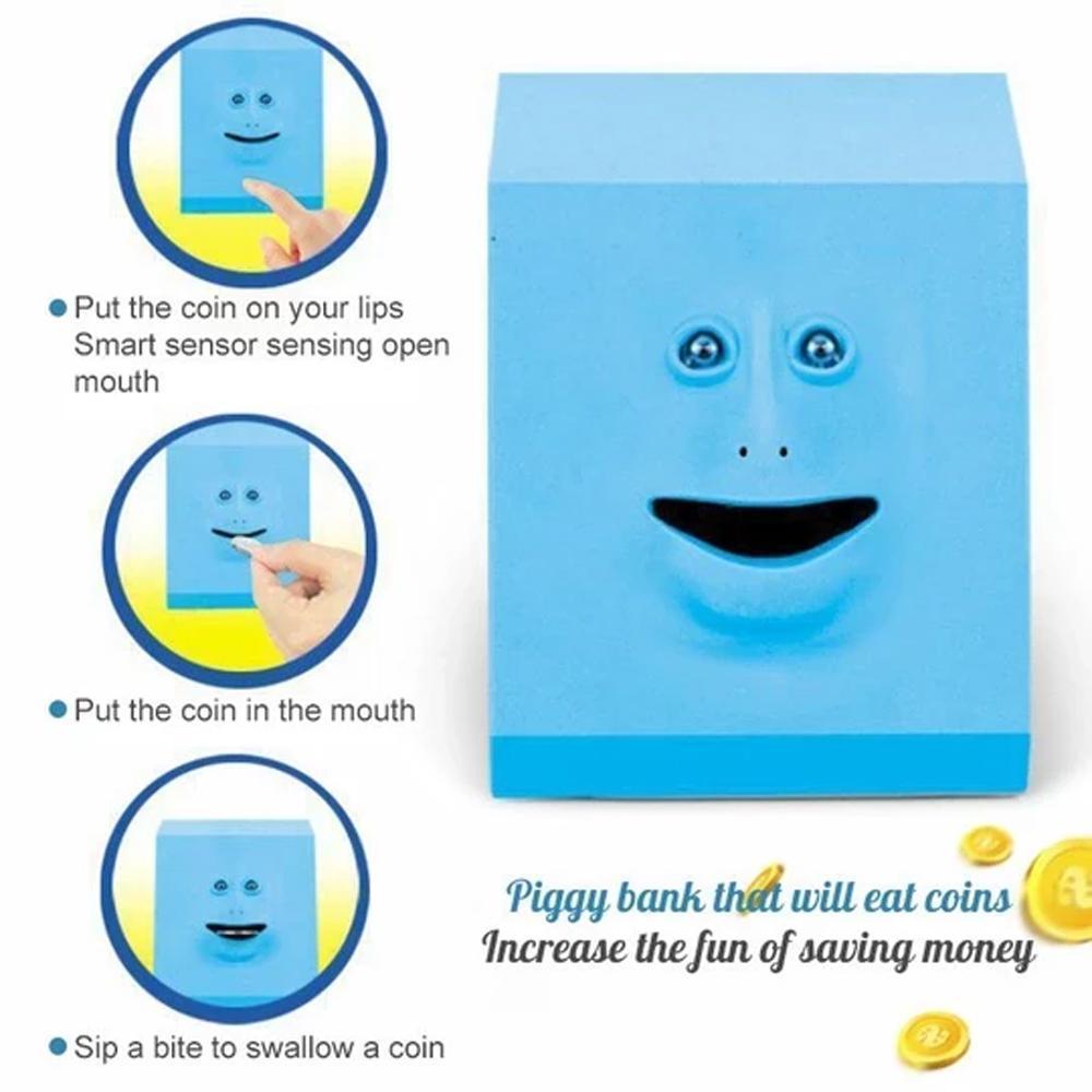 Interactive Funny Face Coin Bank For Kids Saving Money Education 6851975708772-1