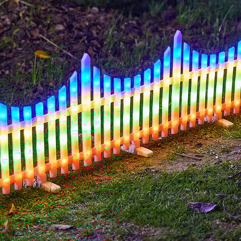 5 Pack Wave-Shaped Solar LED Lighted Garden Fence 9582323859758-1